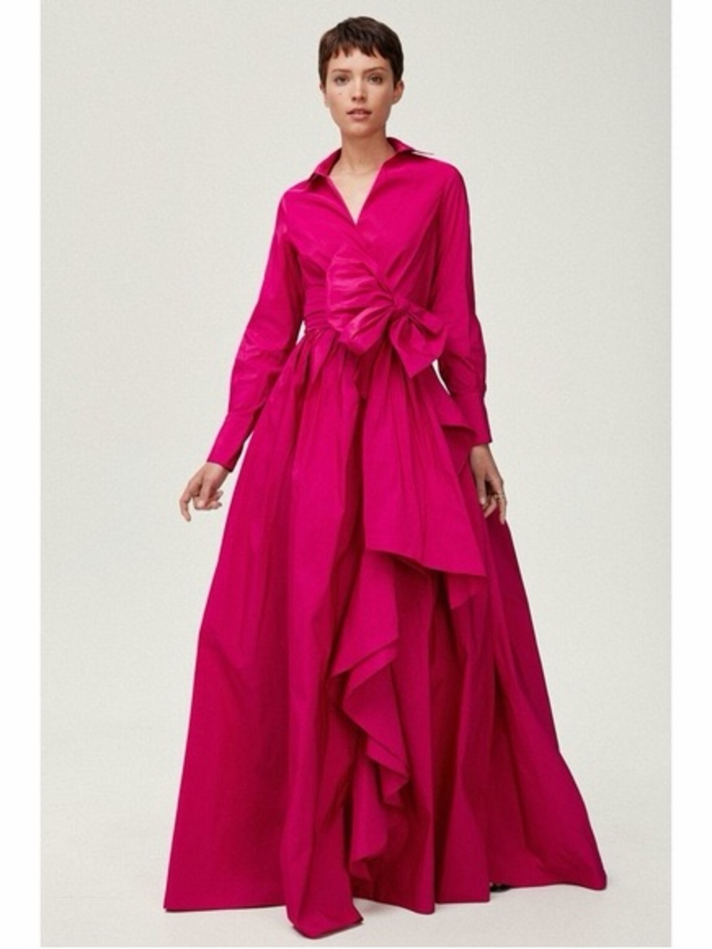 Carolina Herrera taffeta wrap bow dress